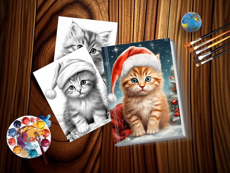 Puede incluir: Un conjunto de dos kits de pintura por n&uacute;meros con adorables gatitos que llevan gorros de Pap&aacute; Noel. Los kits incluyen un lienzo, pintura y pinceles. Las pinturas terminadas ser&aacute;n una gran adici&oacute;n a la decoraci&oacute;n de cualquier hogar.
