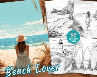 Ocean Coloring Page Printable Sea Coloring Book Summer Scene Coloring Sheets Summer Beach Coloring Page for Adults Beach Girl Coloring Pages