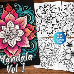 Easy Mandala Coloring Pages Pdf Simple Mandala Coloring Sheets Printable Easy Beginner Mandala Coloring Book Instant Download