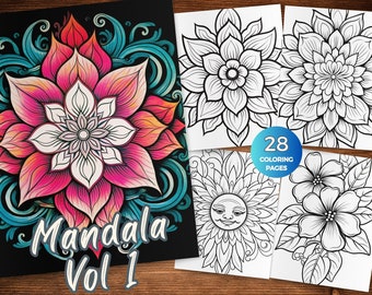 Easy Mandala Coloring Pages Pdf Simple Mandala Coloring Sheets Printable Easy Beginner Mandala Coloring Book Instant Download