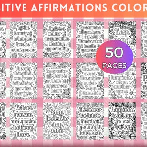 Páginas para colorear de salud mental positiva Afirmación positiva Páginas para colorear para adultos Pdf Afirmaciones positivas inspiradoras Cita de vida imprimible