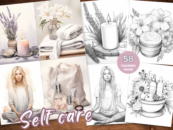 Self Care Coloring Pages Self Love Coloring Pages Positivity Coloring Body Positive Coloring Page Well-being Coloring Pamper Coloring Spa