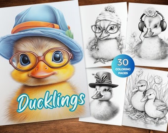 Cute Duckling Coloring Pages, Adorable ducklings for coloring, Feathered friends coloring sheets, Heartwarming duckling illustrations PDF