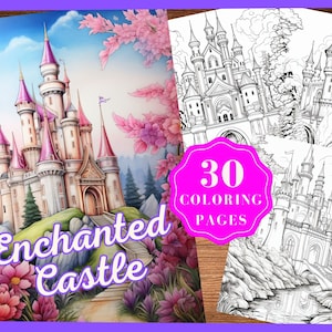 Castle Coloring Pages for Adults,Castle Coloring Sheets,Fairytale Castle Coloring Pages Printable Enchanted Castle Coloring Instant Download