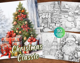Christmas Classic coloring Pages Christmas themed item coloring sheets Christmas Printable Coloring Pages Christmas grayscale coloring book