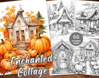 Enchanted Cottage Coloring Pages for Adults Instant Download Garden Cottage Coloring Sheets Fantasy House Coloring Book Fairytale Cottage