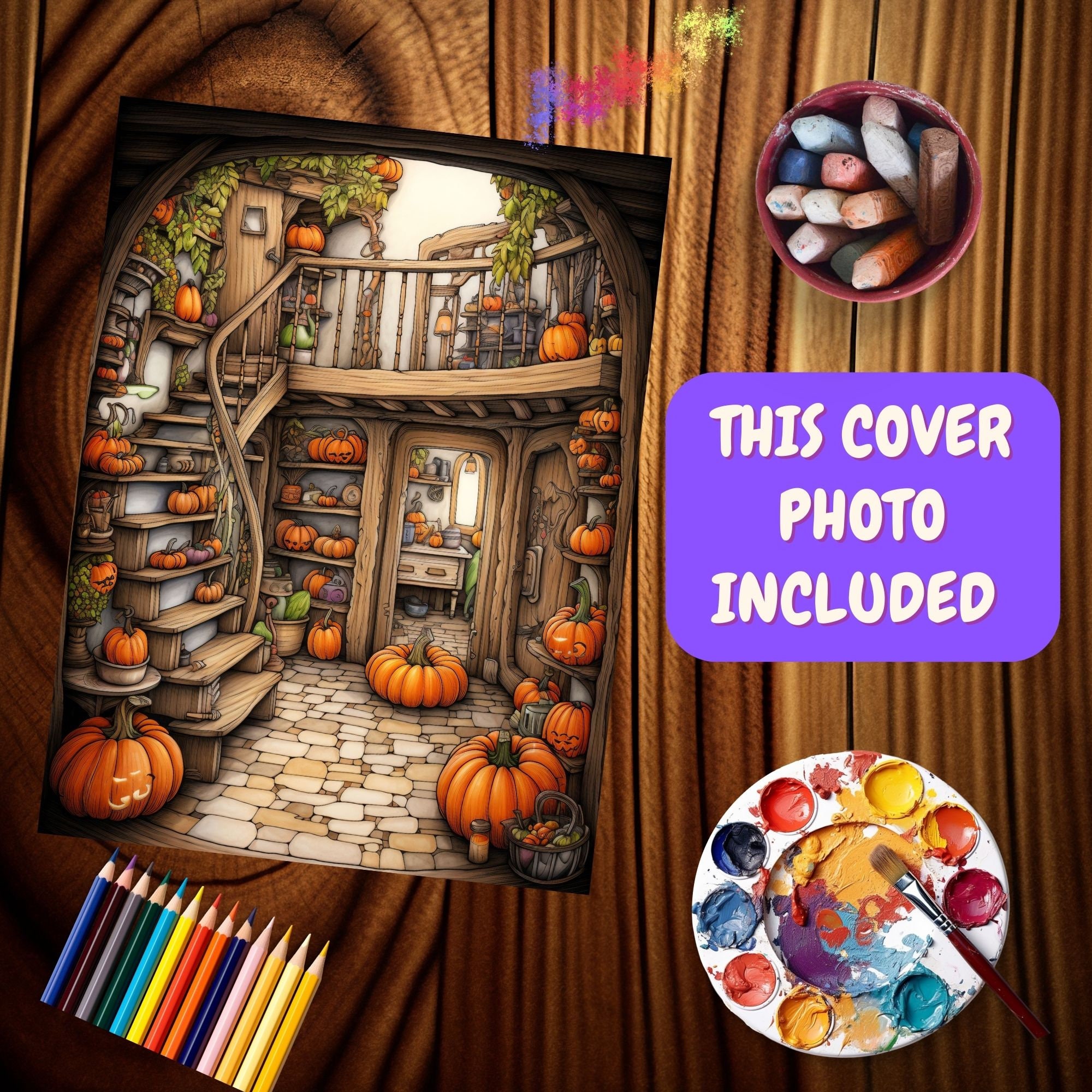 Isometric Room Coloring Pages Interior Isometric Witchy Home Coloring ...