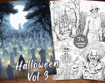 Páginas para colorear de Halloween Libro para colorear de calaveras de Halloween para adultos Descarga instantánea en PDF para imprimir Fantasía en escala de grises Colorear Bruja de Halloween