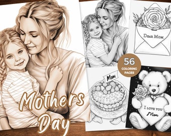 Mothers Day Coloring Sheet Mom's day Coloring Pages Mother's love Coloring Printable Coloring Mothers Day Card Instant Download Mother's Day