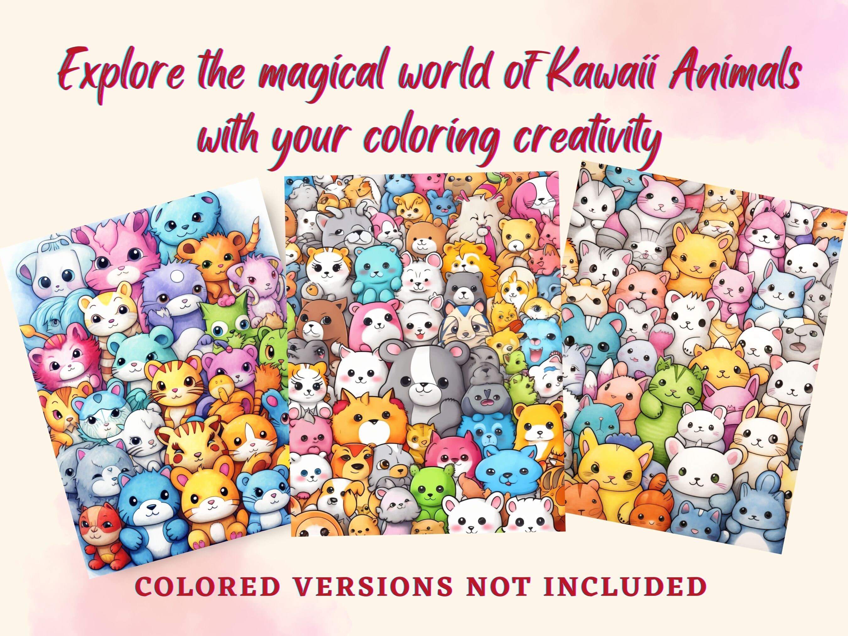Kawaii Animals Coloring Pages Cute Animal Coloring Book for Kids and ...