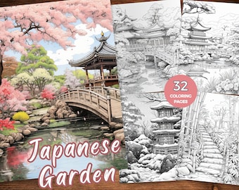 Japanese Garden Coloring Pages Zen Gardens Coloring Book Coloring Book Pdf Garden Serenity Blooms Coloring Minimalist coloring book Fantasy