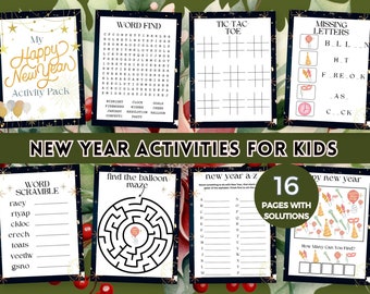 New Years Activities for Kids New Year Eve Games Activities for Kids New Year Activity Book New Years Eve Kids Activities Printables