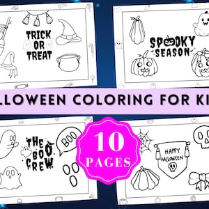 Happy Halloween Coloring Pages Cute Halloween Coloring Book for Kids, School Coloring, Instant Download, Easy Coloring Pages Halloween