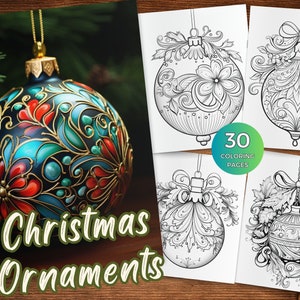 Christmas Ornaments Coloring Page Printable Color Christmas Ornaments Instant Download Christmas Tree with Ornaments Coloring Book Grayscale