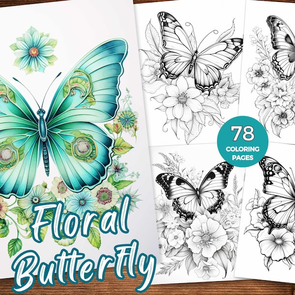 Floral Butterfly Coloring Page Butterfly and Flowers Coloring Book Butterfly Coloring Sheet Butterflies Coloring Book for Adults Printable