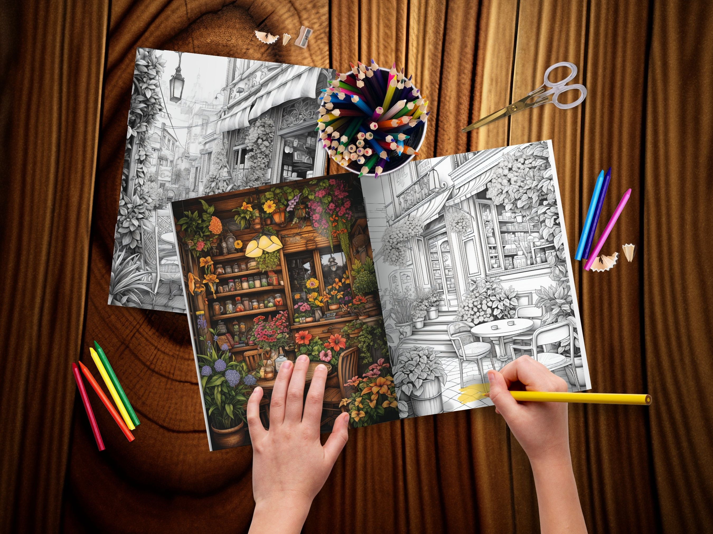 Coloring Book Cafe Coloring Pages Cozy Cafe Shop Coloring Sheets Coffee ...