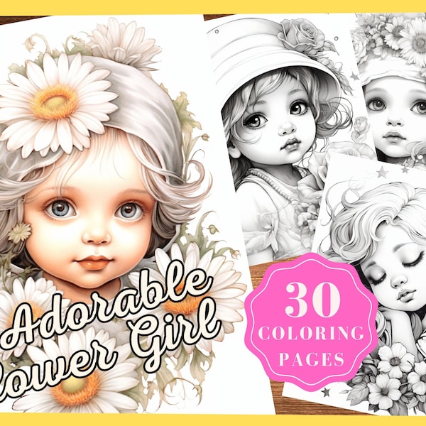 Livre de coloriage de 30 adorables petites filles, téléchargement immédiat, PDF imprimable, fée, anime fantastique, adultes, enfants, soulagement du stress, pleine conscience