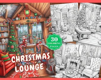 Christmas Lounge Coloring Pages for Adults Christmas Coloring Book Instant Download Printable PDF Grayscale Coloring Sheets Christmas Gifts