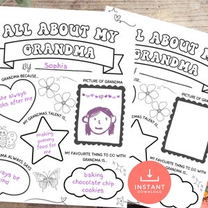 All About Grandma Coloring Pages Printable Mothers Day Gift Mothers Day Activity Fill In The Blank for Mother&#39;s Day Coloring Grandma Gift