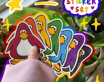 RAINBOW CLUB PENGUIN stickers from club penguin (multiple color options)