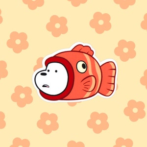 ICE BEAR FISH sticker from we bare bears