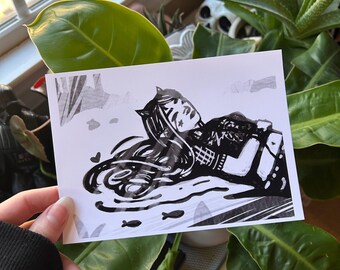 SUNBATHING black & white art print
