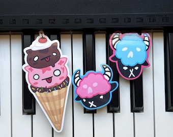 SWEET TREATS sticker pack (cotton candy rams, ice cream cone cats)