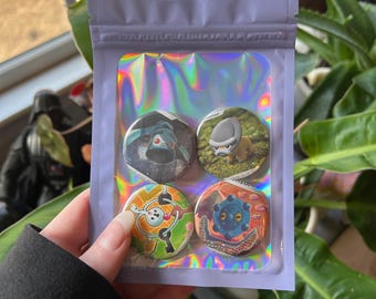 POKEMON BUTTONS, 4 PACK - 1.5” inch button made from real pokemon cards