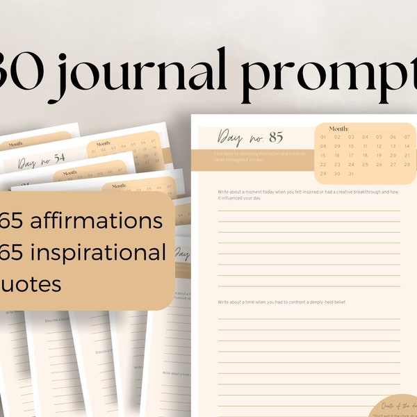 365 journal prompts 365 affirmations printable  365 pages digital journal  365 page notebook  365 quotes  365 day journal digital journal