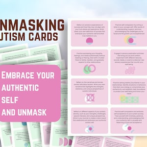 Unmask Autism cards therapy unmasking autism planner stimming neurodiversity overstimulated neurodivergent journal mental health worksheet