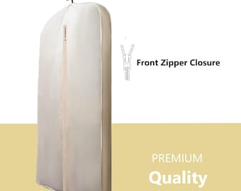 62-inch Cotton Garment Bag: Natural Color, Zipper Closure - Select Sizes and Quantities