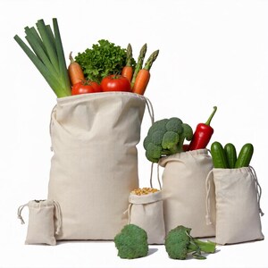Organic Cotton Muslin Bags: Double Drawstring Favor Bags - Select Sizes and Quantities Bild 2