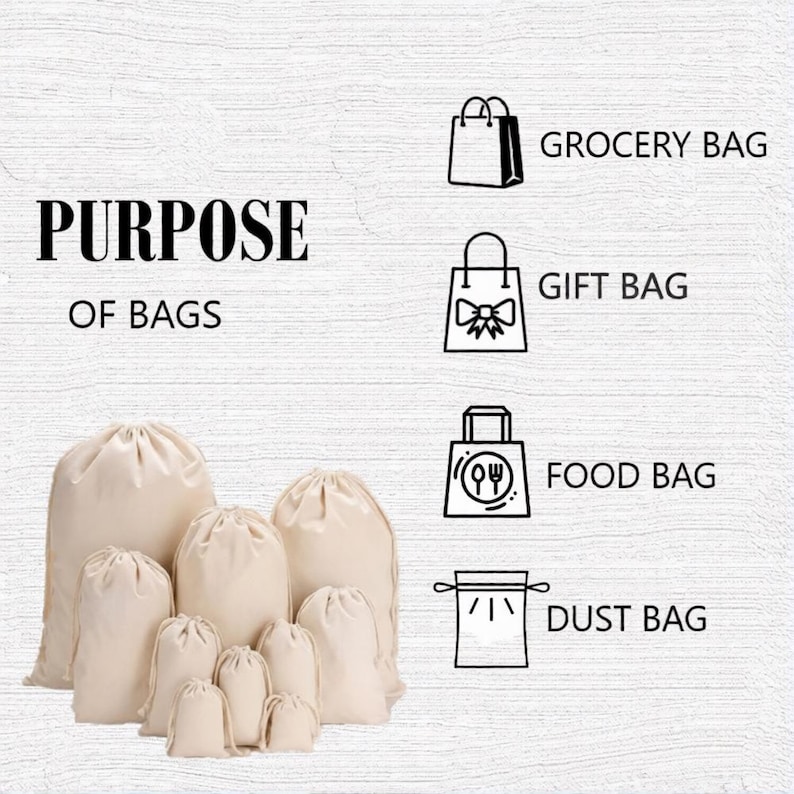 Organic Cotton Muslin Bags: Double Drawstring Favor Bags - Select Sizes and Quantities Bild 4