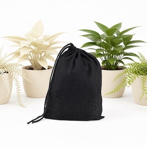 Black Cotton Muslin Drawstring Bag: Reusable Favor & Storage - Select Sizes and Quantities