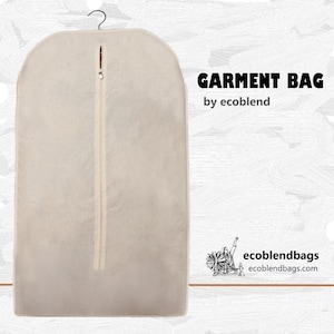 Excellent Quality Cotton Garment Bag - Natural Color Dress Bag - Wedding Dress Bag - 42 Inches Tall - Washable - Front Zip Closure