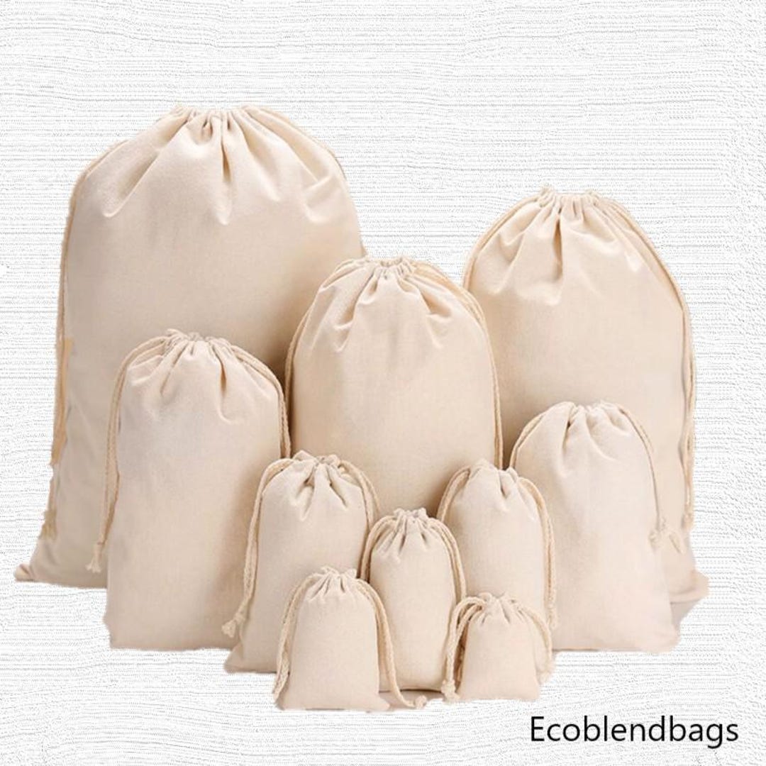 Organic Cotton Canvas Drawstring Bags – Reusable Food Storage, Gift ...