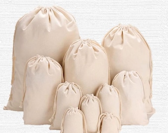 Organic Cotton Canvas Drawstring Bags – Reusable Food Storage, Gift & Favor Bags