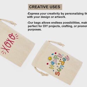 Organic Cotton Muslin Bags: Double Drawstring Favor Bags - Select Sizes and Quantities Bild 3