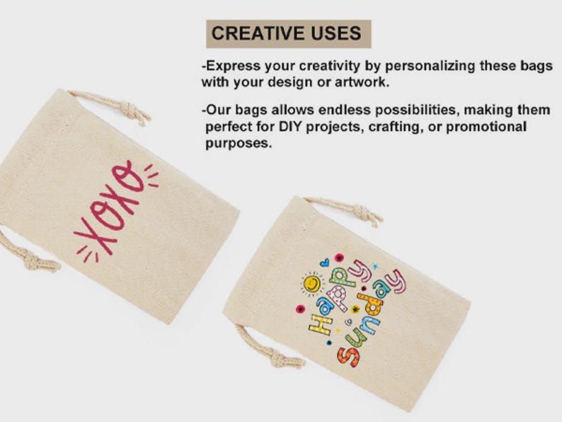 Organic Cotton Muslin Bags: Double Drawstring Favor Bags - Select Sizes and Quantities Bild 3