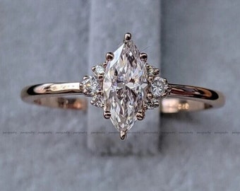 1.65 Carat Marquise Diamond Ring, Marquise Cut Engagement Ring, Marquise Engagement Ring, Victorian Engagement Ring, Moissanite Diamond Ring
