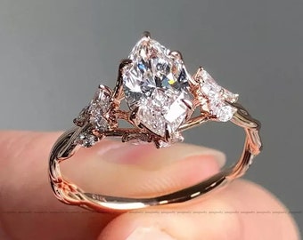 Vintage 2.50 CT Marquise Cut Moissanite Engagement Ring, Vintage Moissanite Diamond Ring, Solitaire Marquise Wedding Ring, Marquise Promise