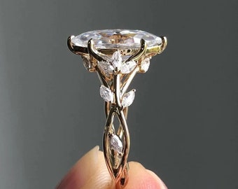 Vintage 2.50 CT Marquise Cut Moissanite Engagement Ring, Vintage Moissanite Diamond Ring, Solitaire Marquise Wedding Ring, Marquise Promise