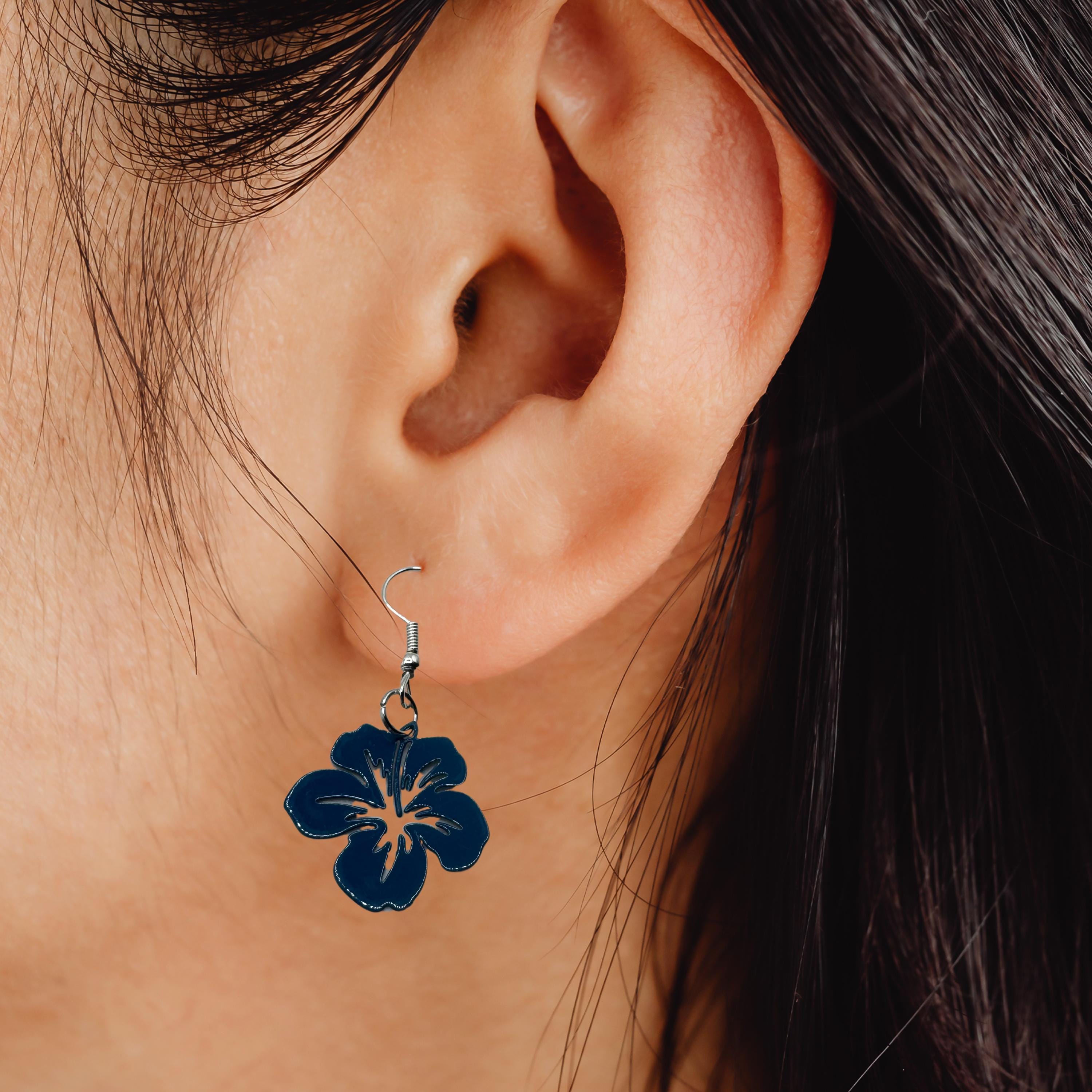 ハイビスカスの花のイヤリング - Etsy 日本