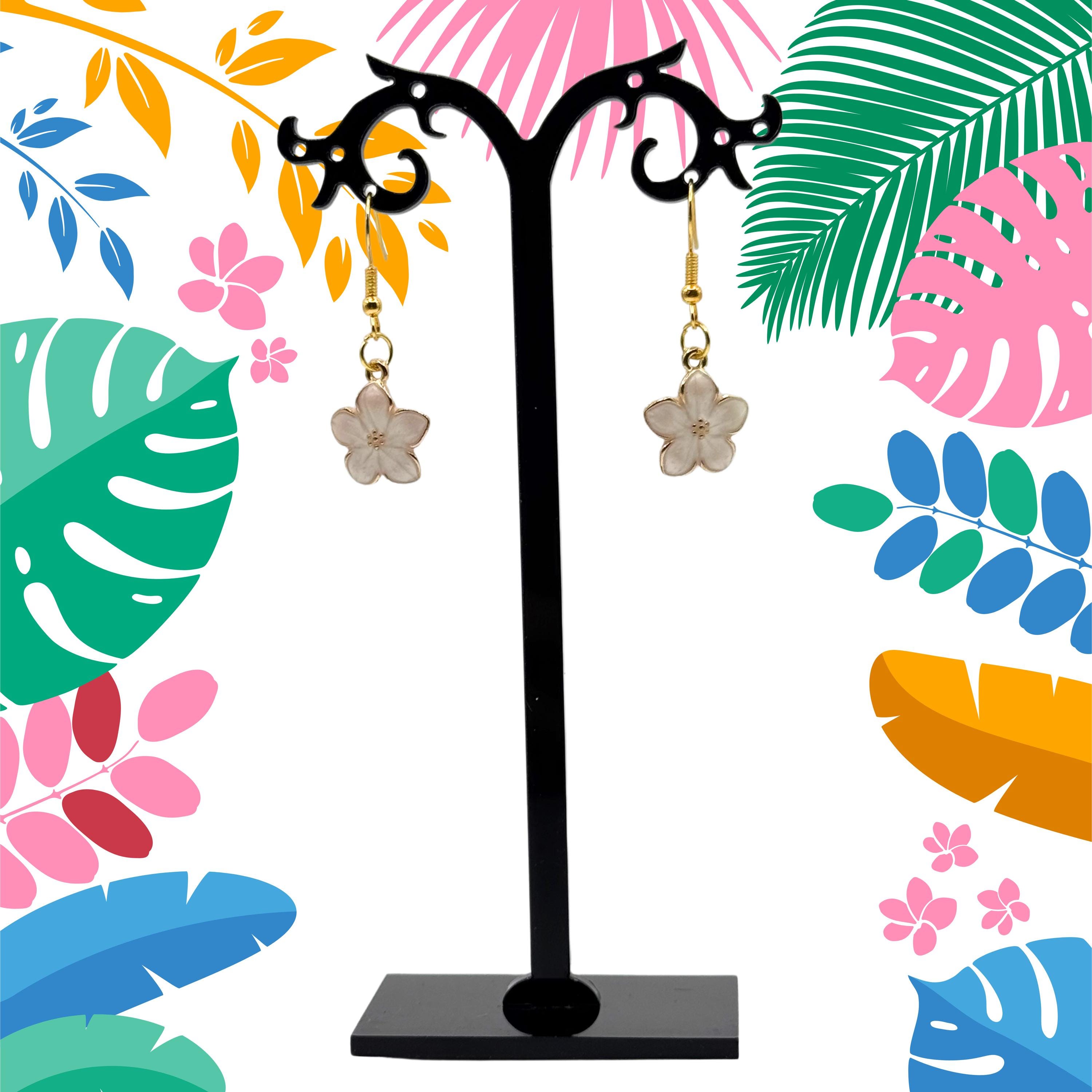 Plumeria Flower Earrings - Thumbnail 2