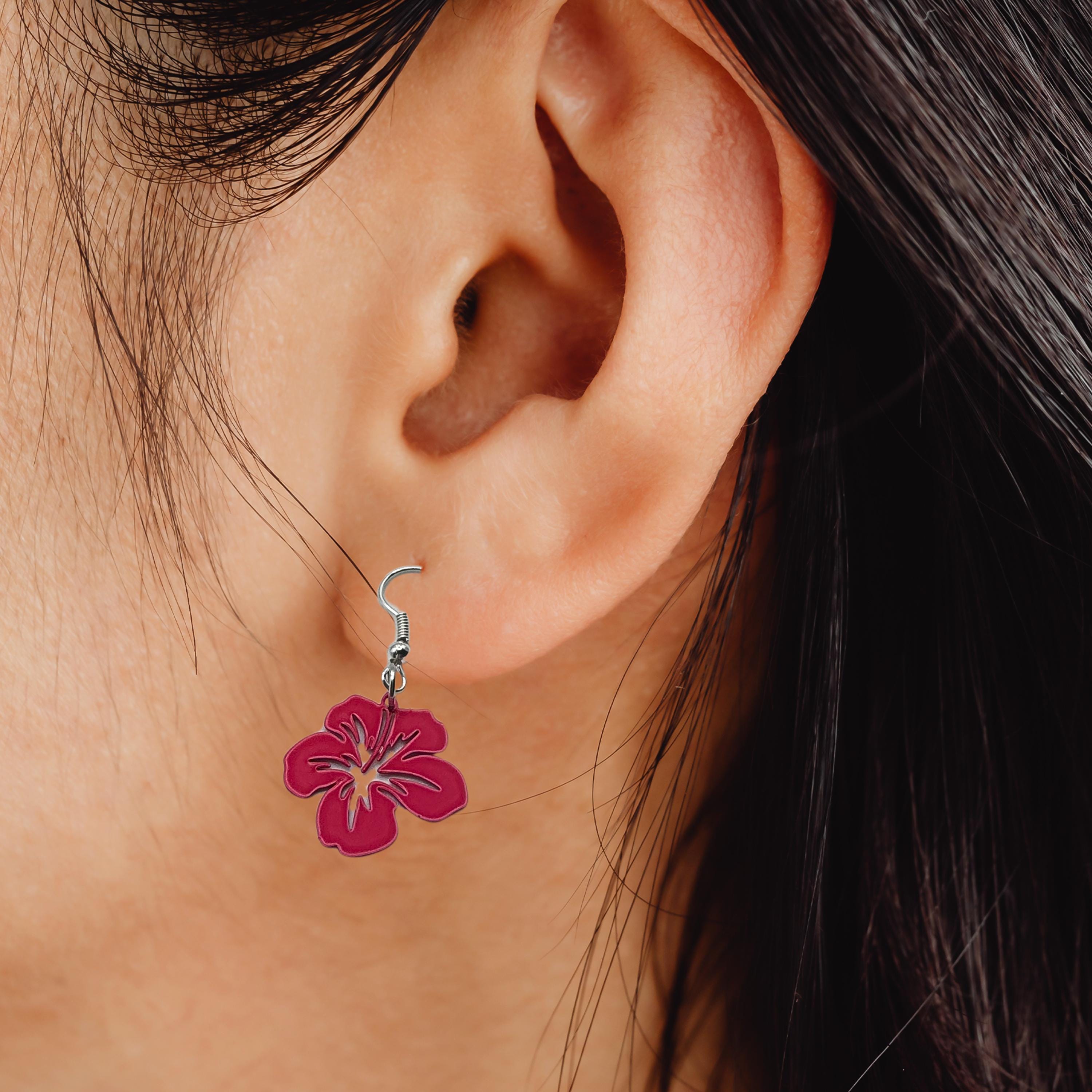ハイビスカスの花のイヤリング - Etsy 日本
