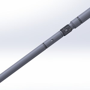 May include: A grey metal rod with a threaded section in the middle. The rod is approximately 30 cm long.
