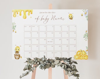 Guess the Due Date Sign/Game for Sweet as can bee baby shower, baby shower set, bee shower party decor/extra, digital, editable