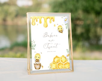 Party Signs for Sweet as can bee baby shower, baby shower set, bee shower party decor/extra, digital, editable