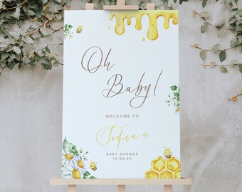 Welcome Sign for Sweet as can bee baby shower, baby shower set, bee shower party decor/extra, digital, editable