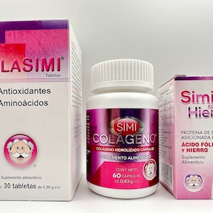 3 Pack GELASIMI + Simi Colageno Oral + Simifol con Hierro + Free Shipping  Envio Gratis